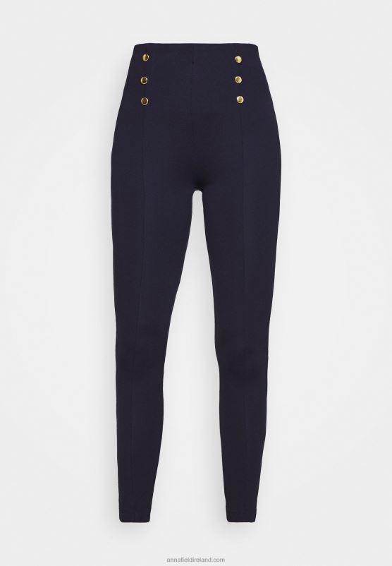 Z62T654 Women Anna Field Punto Leggings With Button Detail Leggings Trousers Dark Blue