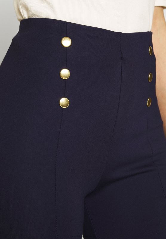 Z62T654 Women Anna Field Punto Leggings With Button Detail Leggings Trousers Dark Blue