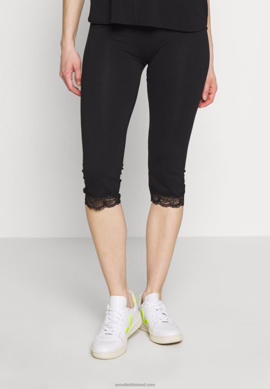 Z62T655 Women Anna Field Capri Leggings With Lace Leggings Trousers Black