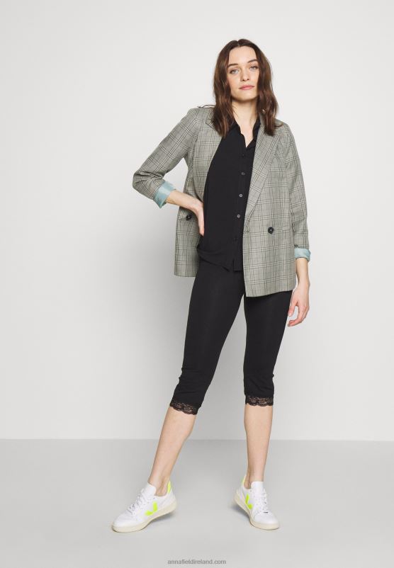 Z62T655 Women Anna Field Capri Leggings With Lace Leggings Trousers Black