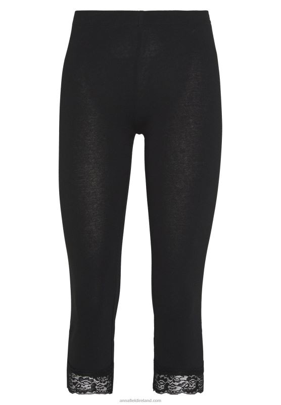 Z62T655 Women Anna Field Capri Leggings With Lace Leggings Trousers Black