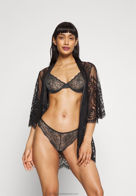 Z62T1006 Women Anna Field 5 Pack Thong Black