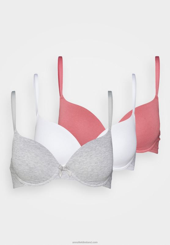 Z62T917 Women Anna Field Sunlight 3Pack Tshirt Bra T-Shirt Bra Pink/Grey/White