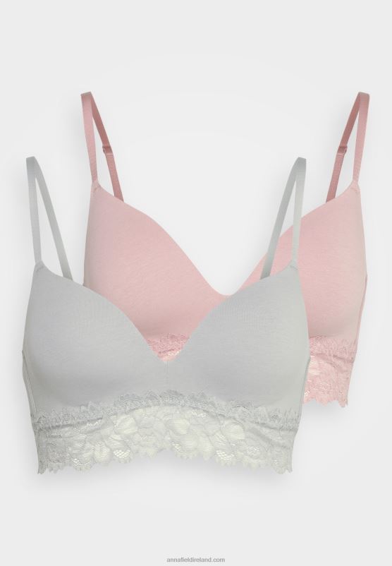 Z62T924 Women Anna Field 2 Pack Triangle Bra Grey/Pink