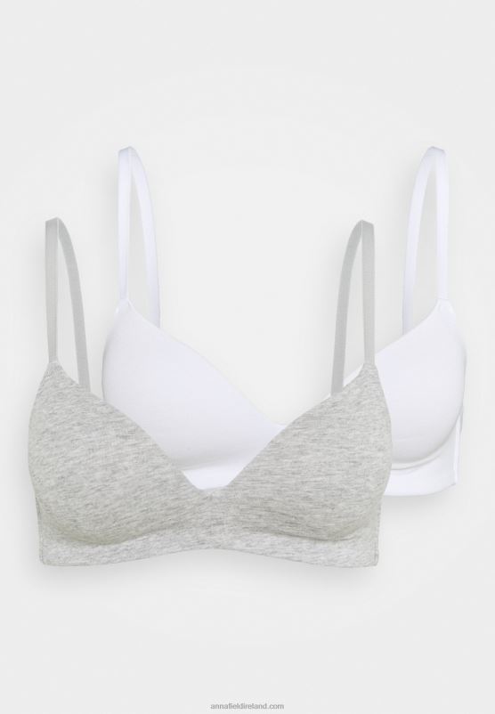 Z62T946 Women Anna Field 2Pp Georgia Bra T-Shirt Bra Grey/White