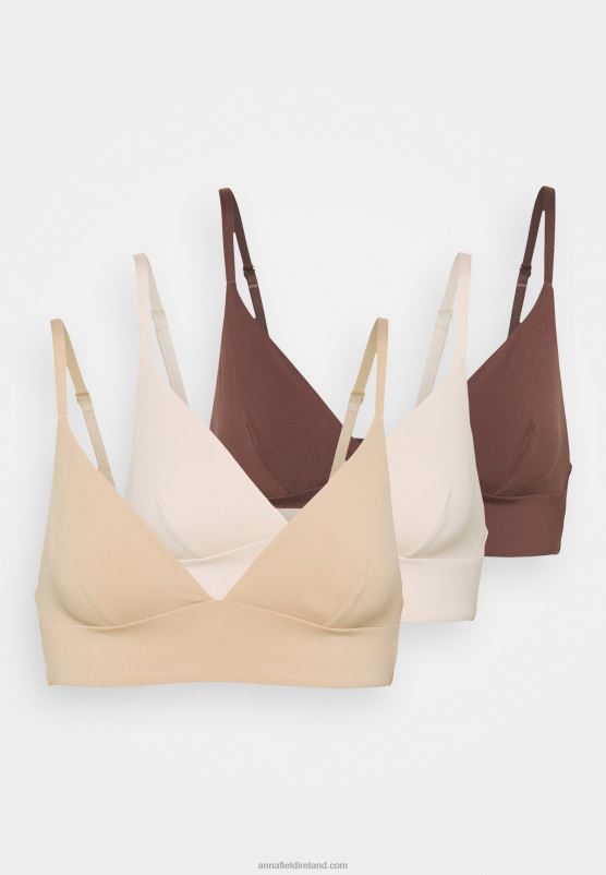 Z62T950 Women Anna Field 3Pp Bralette Triangle Bra Nude