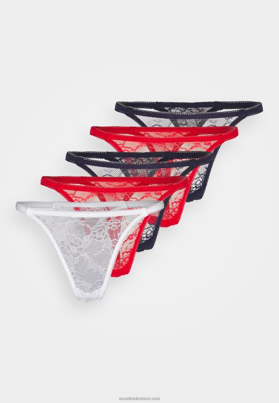 Z62T971 Women Anna Field 5 Pack Thong Red/Blue/White