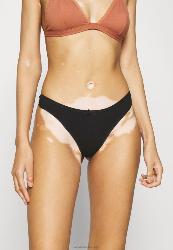 Z62T977 Women Anna Field Georgina 7Pp Thong Cotton Thong Black