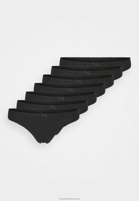 Z62T977 Women Anna Field Georgina 7Pp Thong Cotton Thong Black