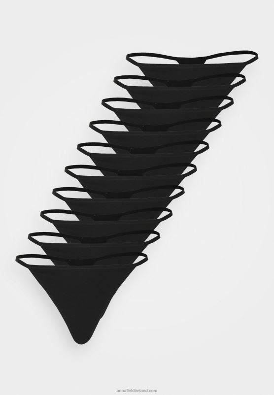 Z62T986 Women Anna Field Cody 10Pp Cotton Thong Thong Black