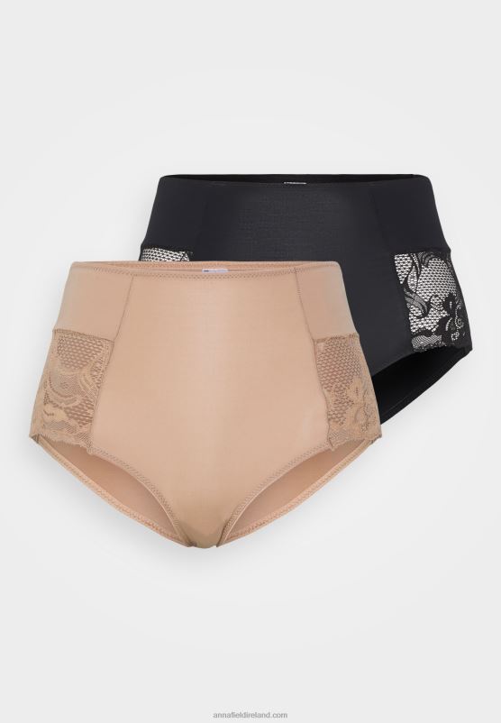 Z62T987 Women Anna Field 2 Pack Briefs Black/Nude