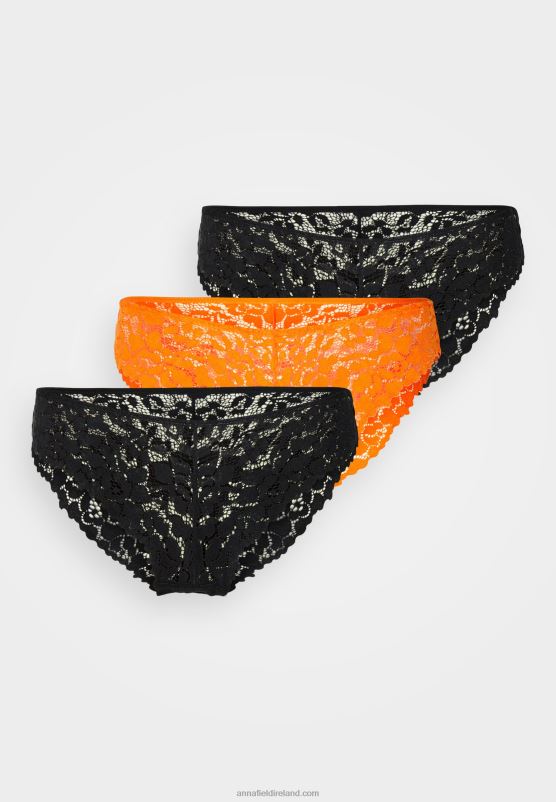 Z62T996 Women Anna Field 3 Pack Briefs Orange/ Black