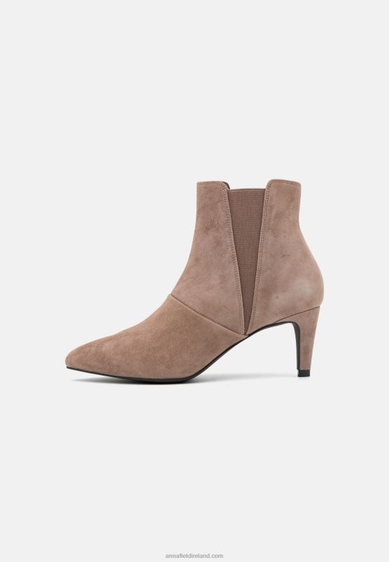 Z62T1898 Women Anna Field Leather Ankle Boots Taupe