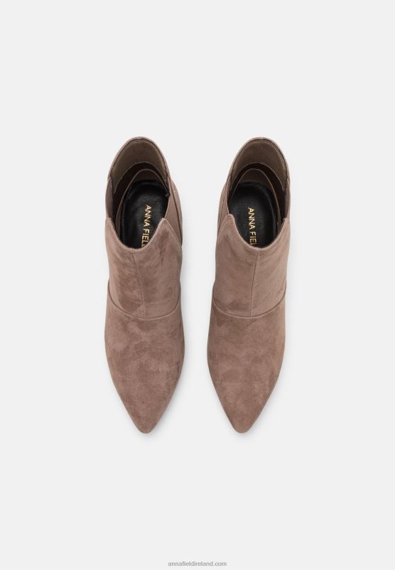 Z62T1898 Women Anna Field Leather Ankle Boots Taupe