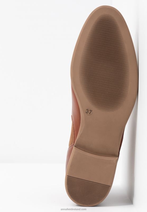 Z62T1905 Women Anna Field Leather Ankle Boots Cognac