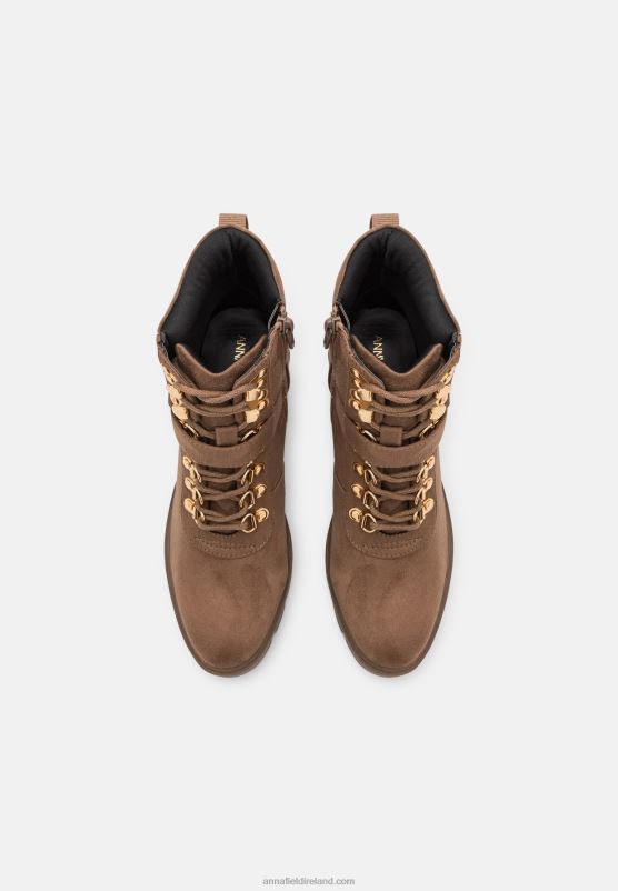 Z62T1907 Women Anna Field Lace-Up Ankle Boots Taupe