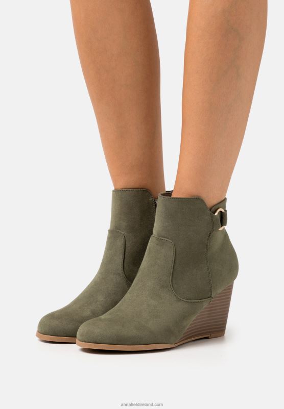 Z62T1913 Women Anna Field Wedge Ankle Boots Khaki
