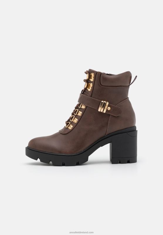 Z62T1921 Women Anna Field Lace-Up Ankle Boots Brown