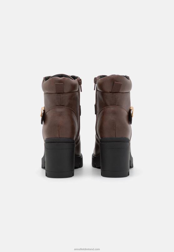 Z62T1921 Women Anna Field Lace-Up Ankle Boots Brown