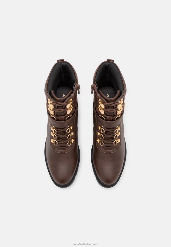 Z62T1921 Women Anna Field Lace-Up Ankle Boots Brown