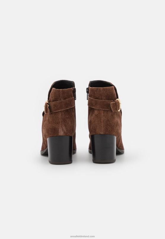 Z62T1935 Women Anna Field Leather Ankle Boots Cognac