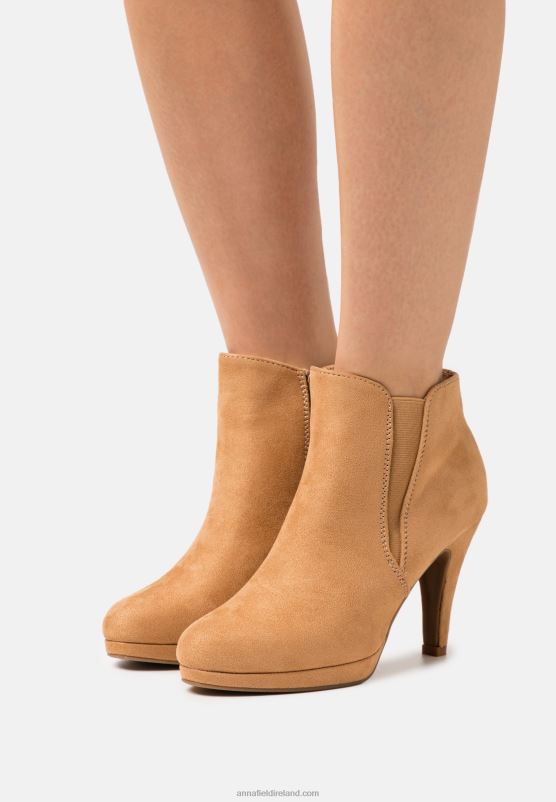 Z62T1947 Women Anna Field High Heeled Ankle Boots Beige