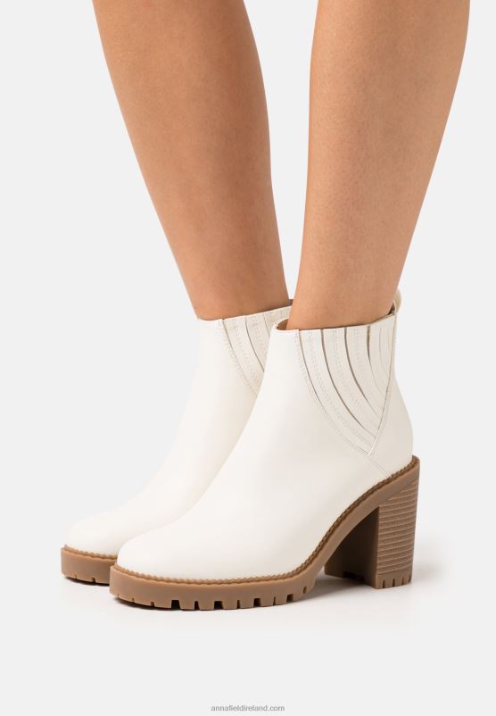 Z62T1960 Women Anna Field High Heeled Ankle Boots White