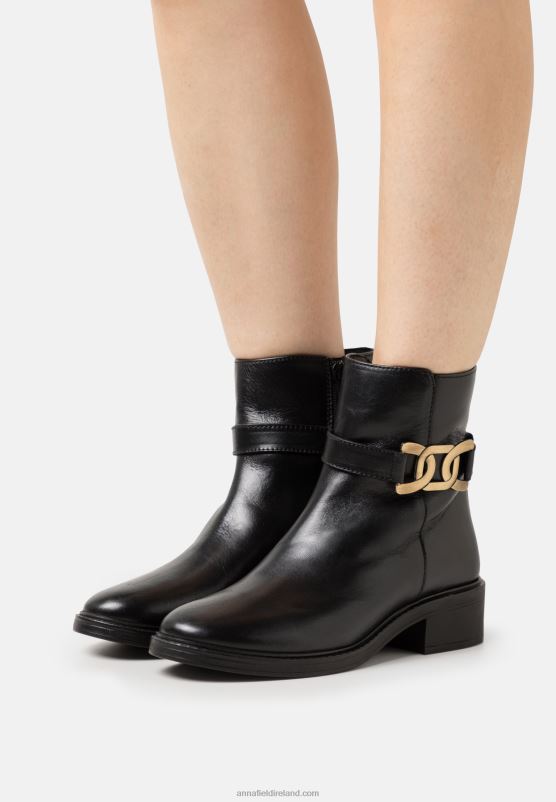 Z62T1963 Women Anna Field Leather Classic Ankle Boots Black