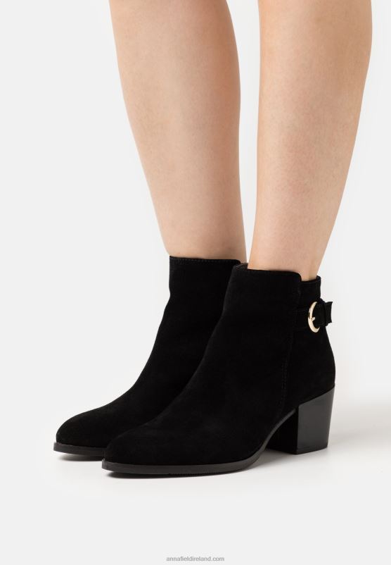 Z62T1964 Women Anna Field Leather Ankle Boots Black