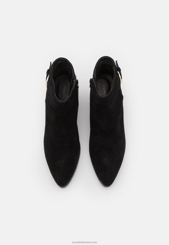 Z62T1964 Women Anna Field Leather Ankle Boots Black