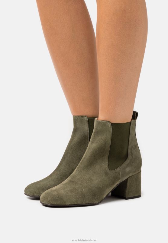 Z62T1977 Women Anna Field Leather Classic Ankle Boots Olive