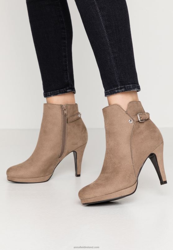 Z62T1987 Women Anna Field High Heeled Ankle Boots Taupe