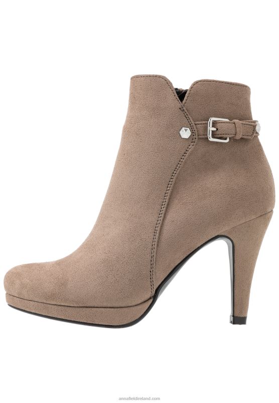 Z62T1987 Women Anna Field High Heeled Ankle Boots Taupe
