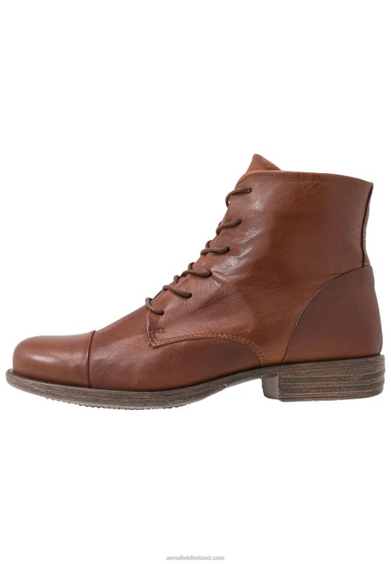 Z62T1999 Women Anna Field Leather Booties Ankle Boots Cognac