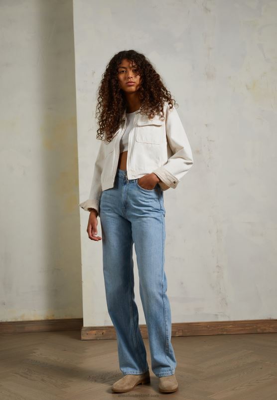 Z62T2005 Women Anna Field Leather Ankle Boots Beige