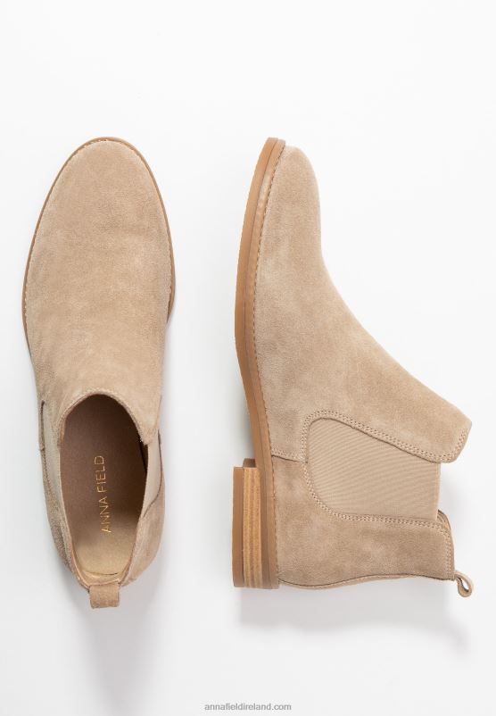 Z62T2005 Women Anna Field Leather Ankle Boots Beige