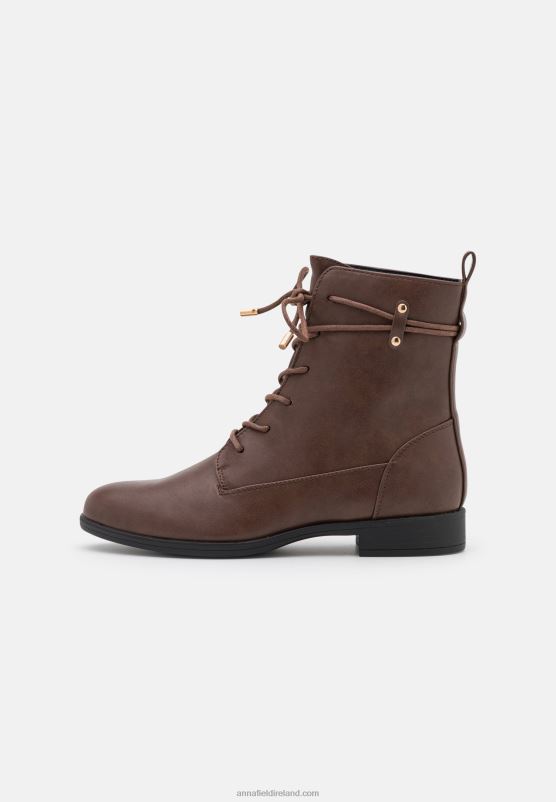 Z62T2014 Women Anna Field Lace-Up Ankle Boots Dark Brown