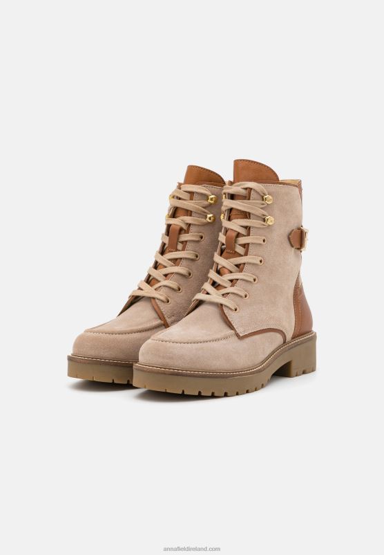 Z62T2022 Women Anna Field Leather Lace-Up Ankle Boots Taupe