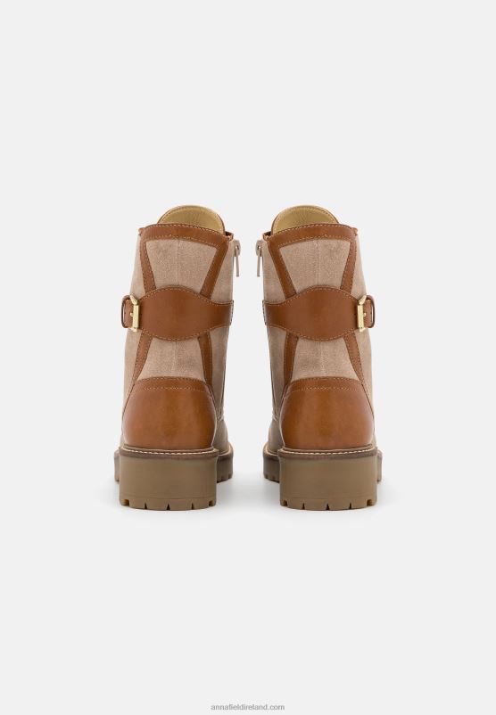 Z62T2022 Women Anna Field Leather Lace-Up Ankle Boots Taupe