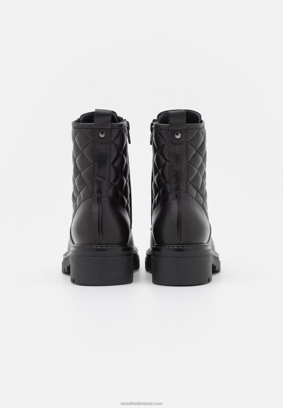 Z62T2026 Women Anna Field Leather Lace-Up Ankle Boots Black