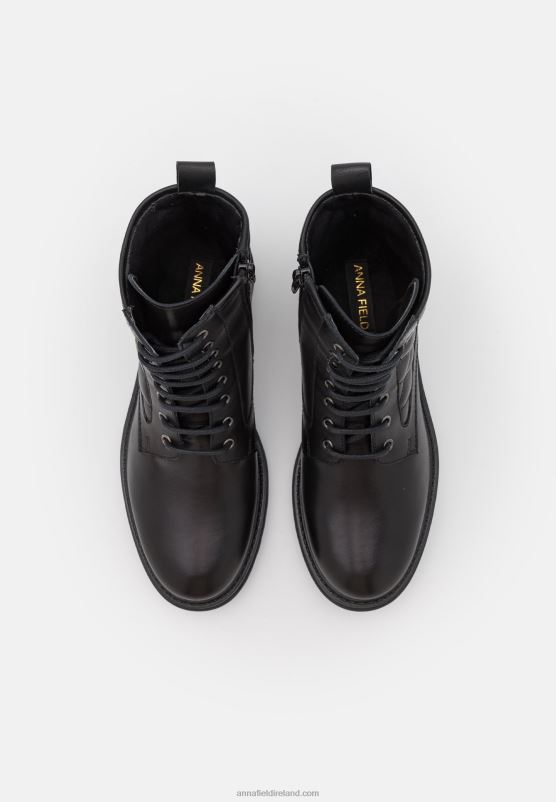 Z62T2026 Women Anna Field Leather Lace-Up Ankle Boots Black