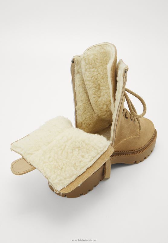 Z62T2028 Women Anna Field Lace-Up Ankle Boots Beige