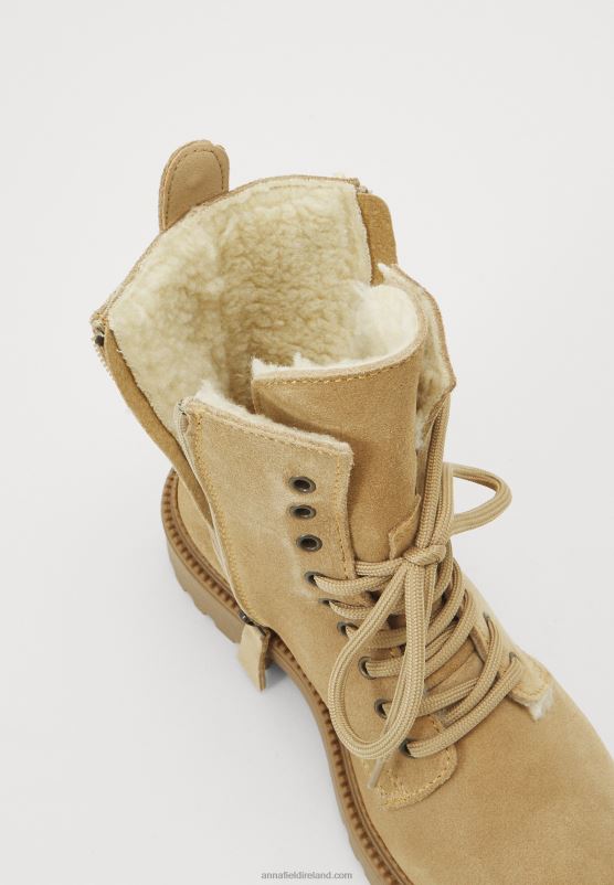 Z62T2028 Women Anna Field Lace-Up Ankle Boots Beige