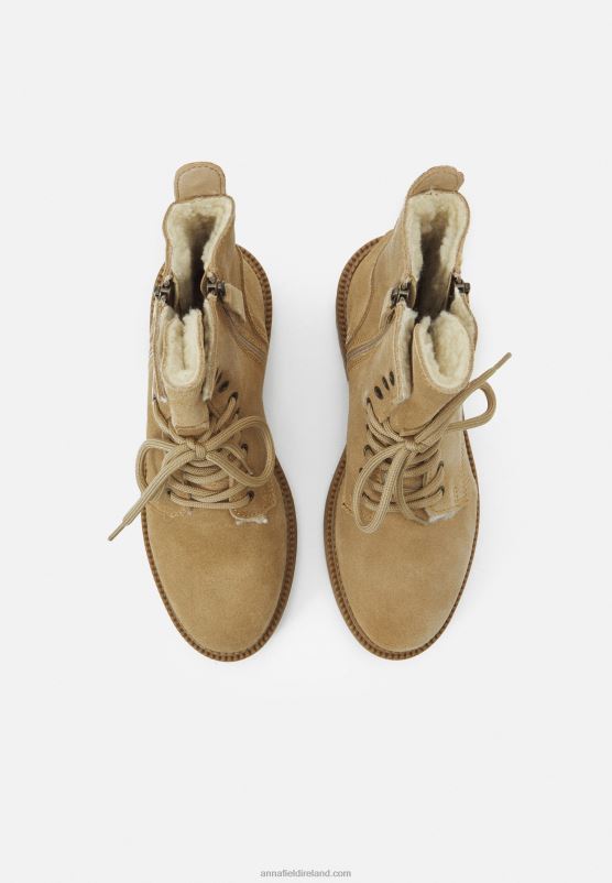 Z62T2028 Women Anna Field Lace-Up Ankle Boots Beige