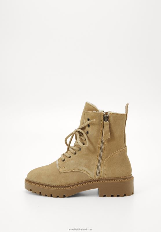 Z62T2028 Women Anna Field Lace-Up Ankle Boots Beige