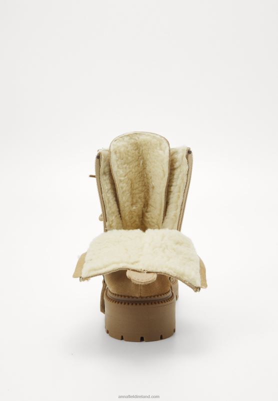 Z62T2028 Women Anna Field Lace-Up Ankle Boots Beige