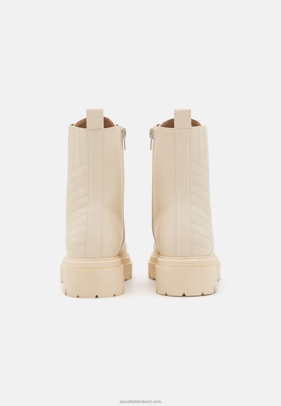 Z62T2033 Women Anna Field Lace-Up Ankle Boots Off-White