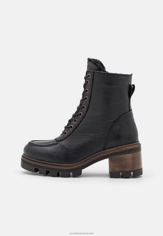 Z62T2036 Women Anna Field Leather Winter Bootie Winter Boots Black