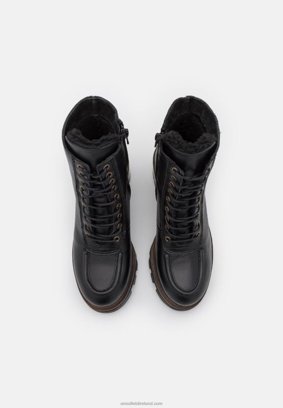 Z62T2036 Women Anna Field Leather Winter Bootie Winter Boots Black