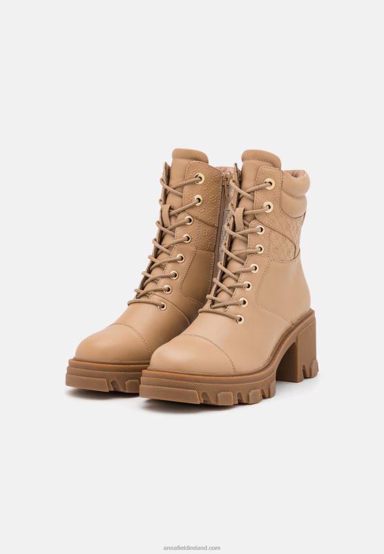 Z62T2039 Women Anna Field Lace-Up Ankle Boots Beige